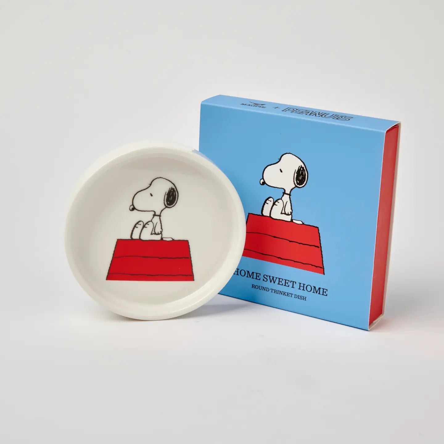 Snoopy Peanuts Home Sweet Home round trinket dish—cute Magpie Gifts decor, perfect for keys, coins, or jewelry organization.