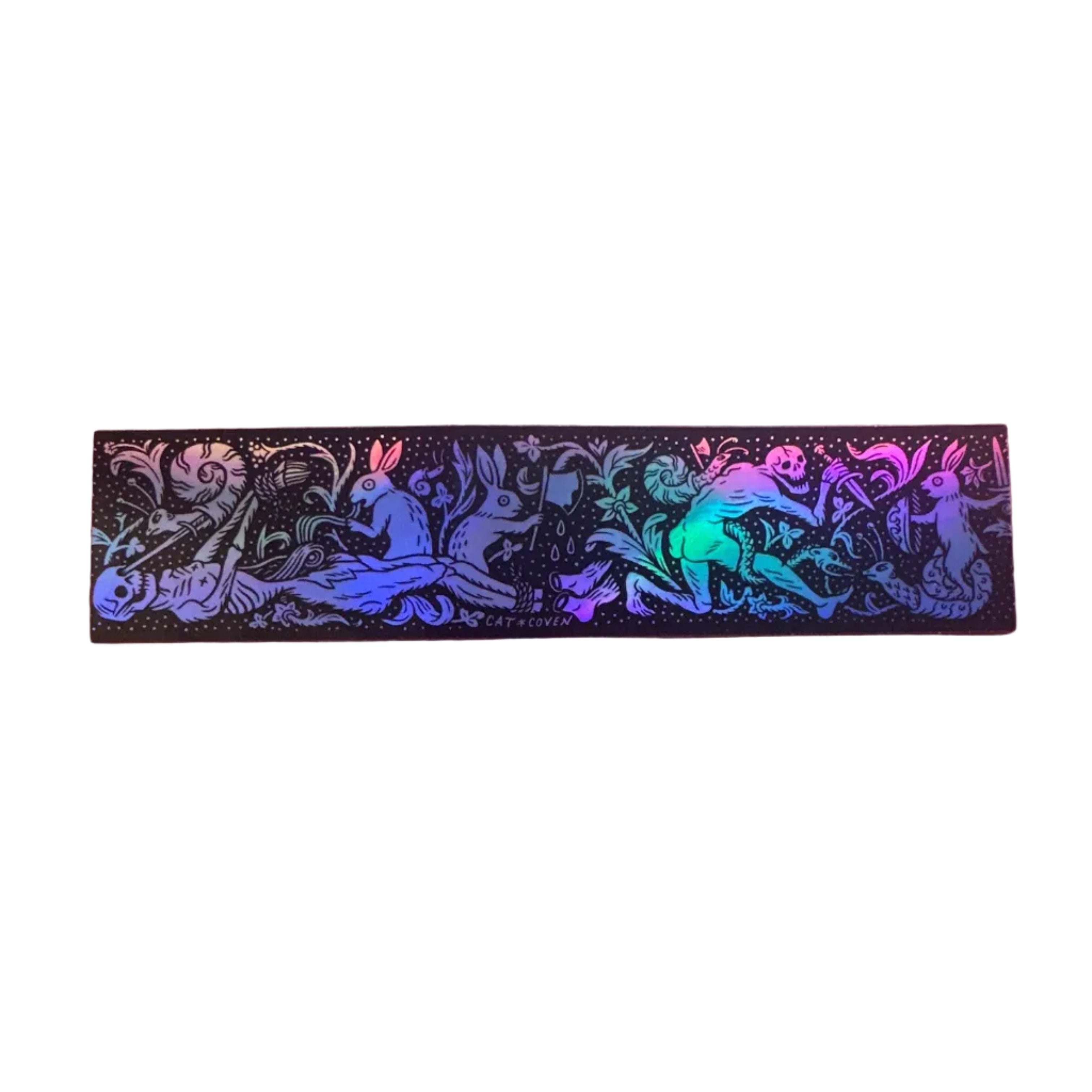 Cat Coven Rabbits vs Skeletons Holographic Sticker