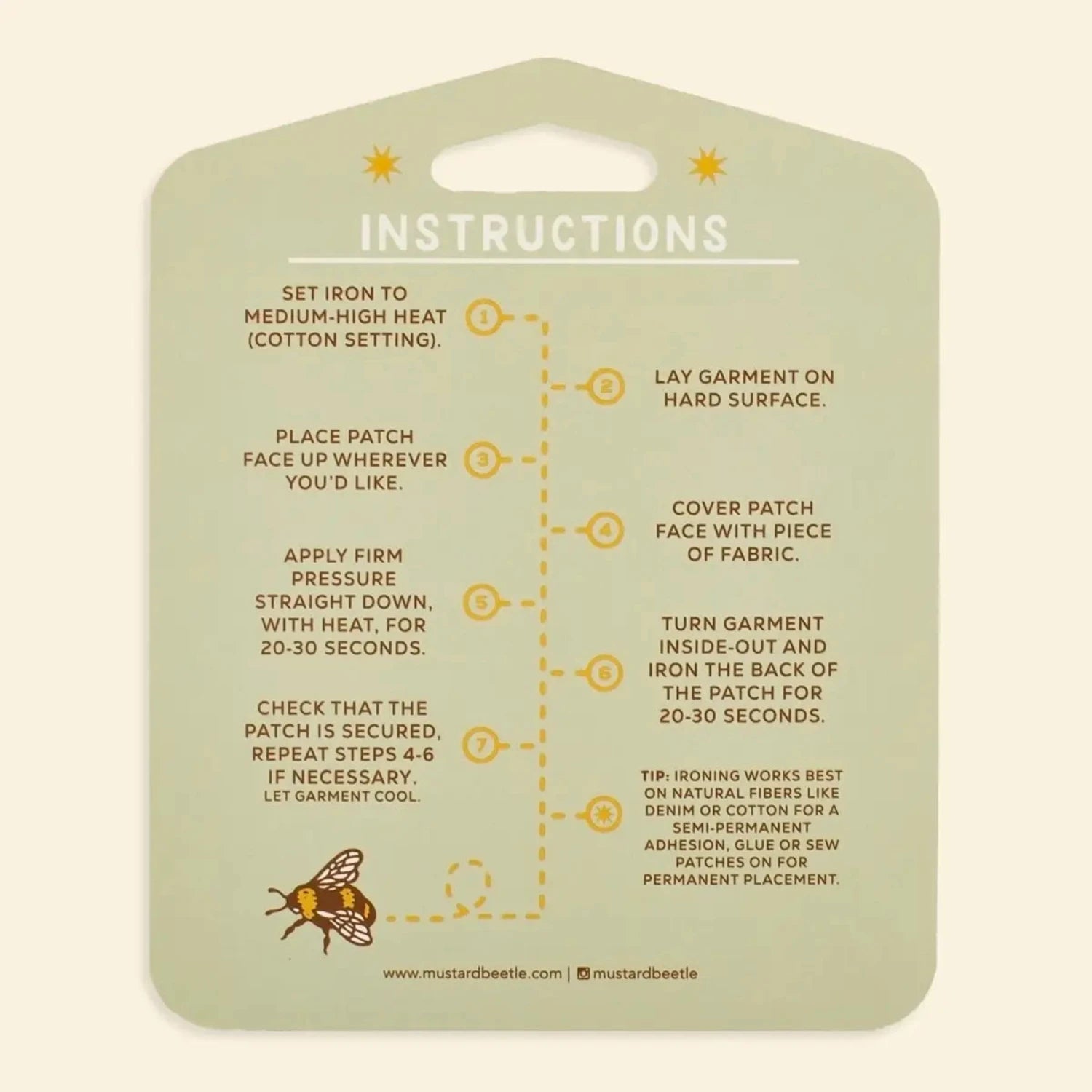 Mustard Beetle Toad Iron On Patch set with easy instructions, plus bonus bee and woodland creature patches for jackets or bags.