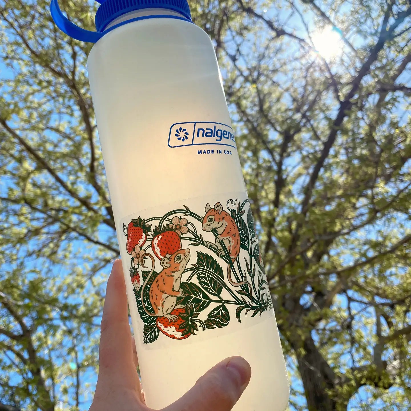 Kate O’Hara Mice And Strawberries Clear Vinyl Nalgene Sticker