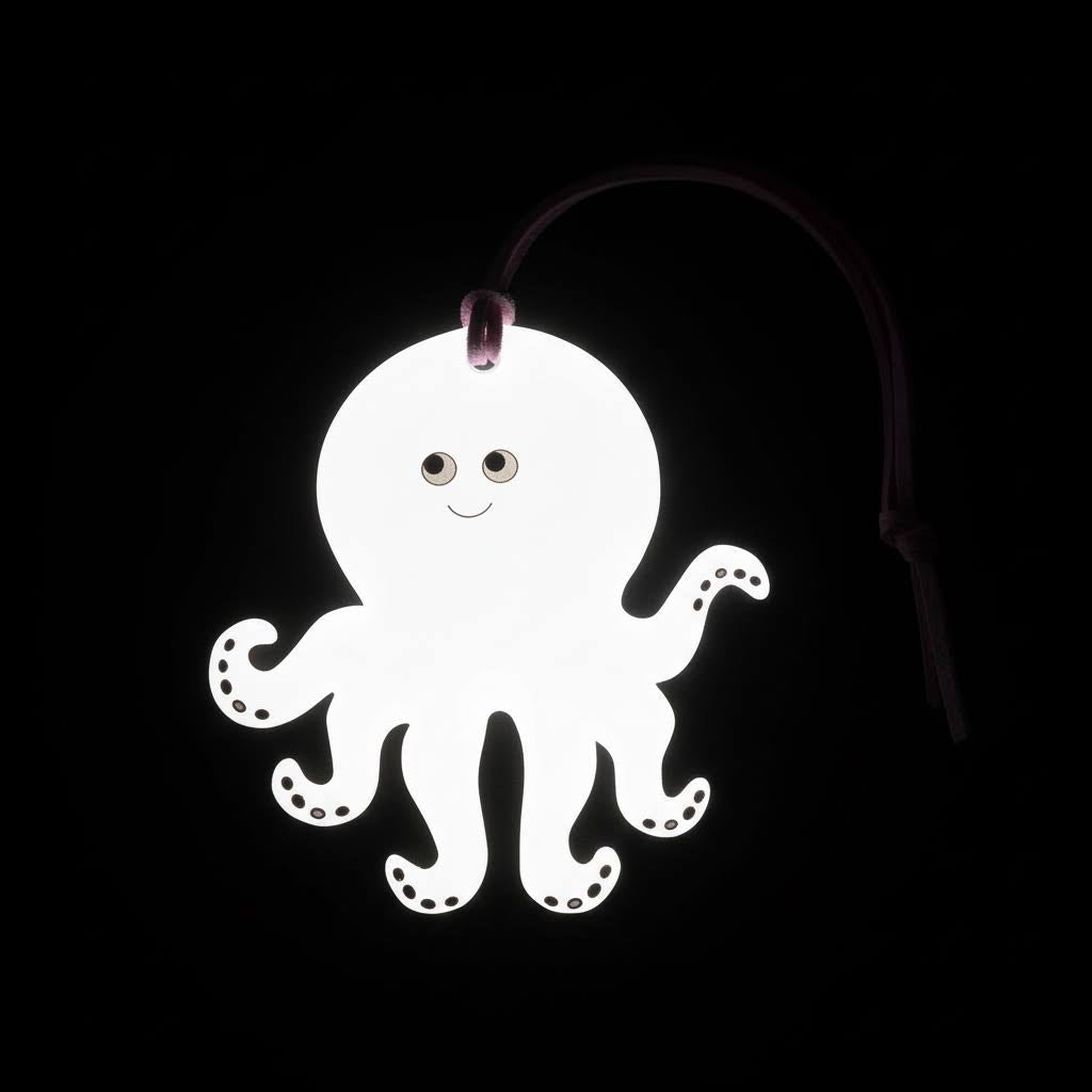 Forager Provisions LTD Firefly Sweden octopus-shaped reflective bag charm glowing in the dark for high visibility