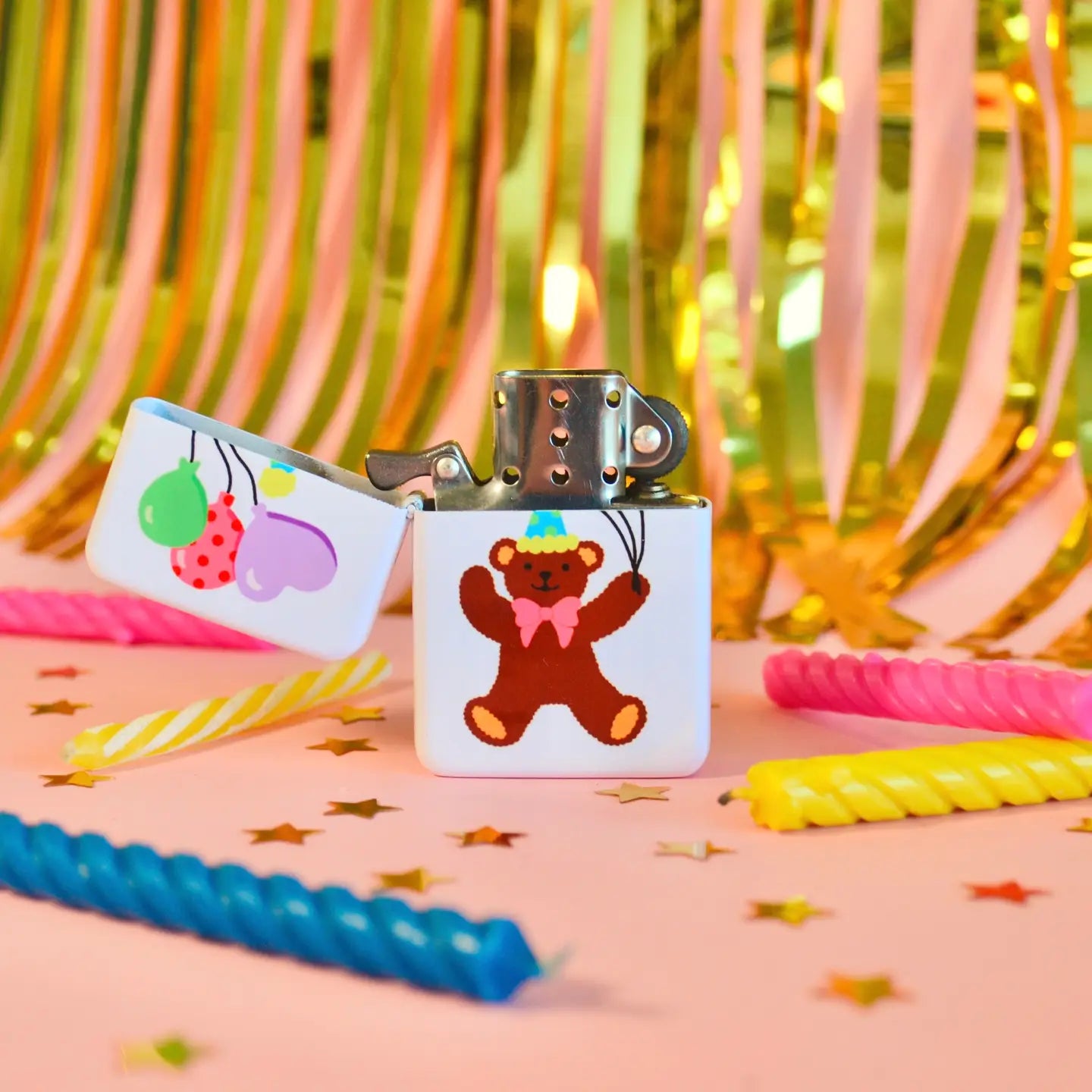 The Peach Fuzz Party Bear Lighter