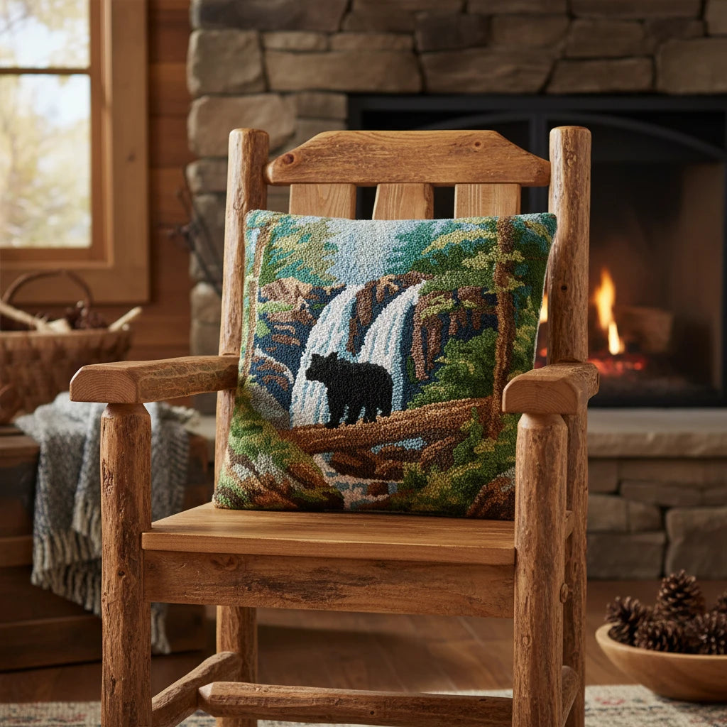 Peking Handicraft Forest Bear Wool Hook Cushion