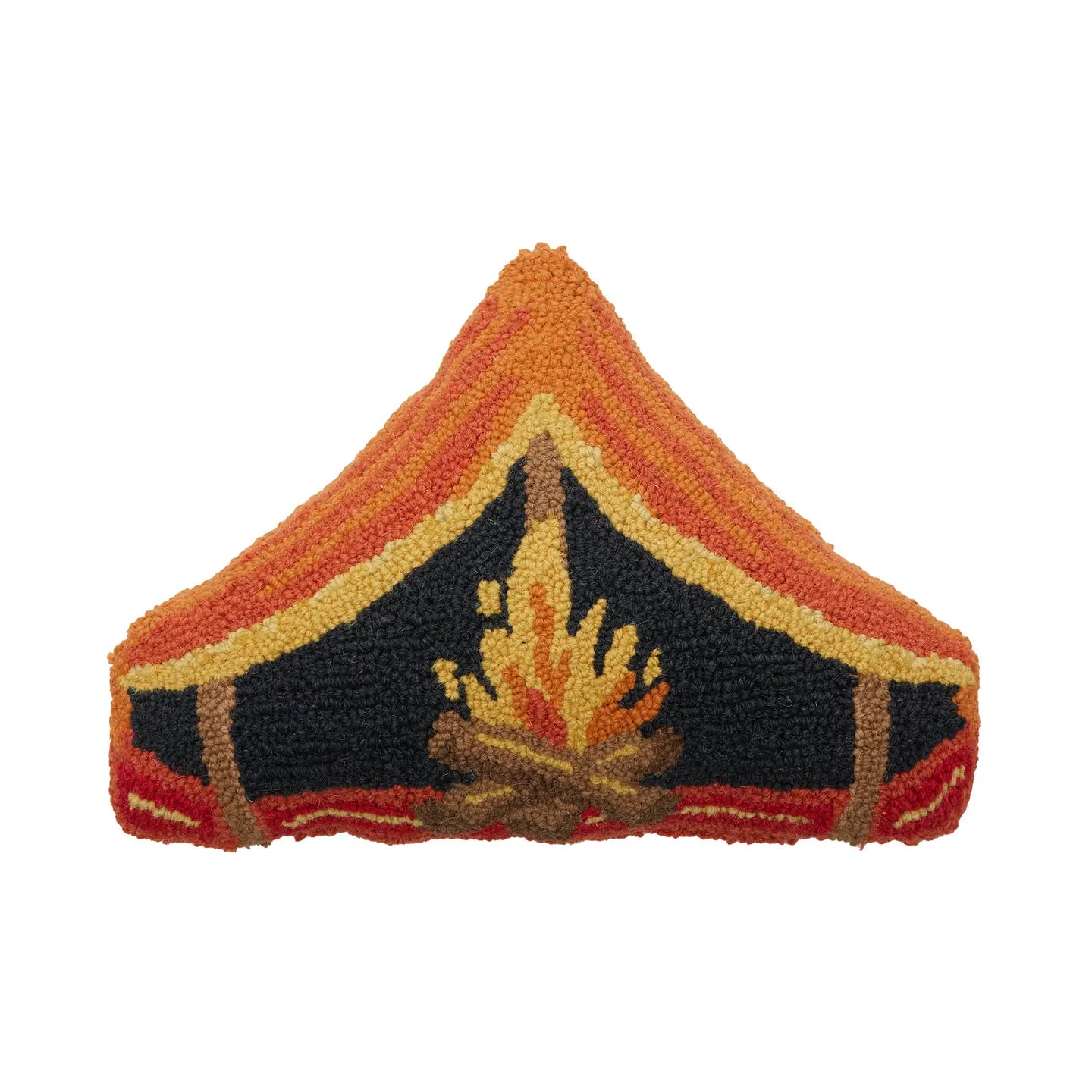 Peking Handicraft Camping Tent Shaped Wool Hook Cushion 12x16