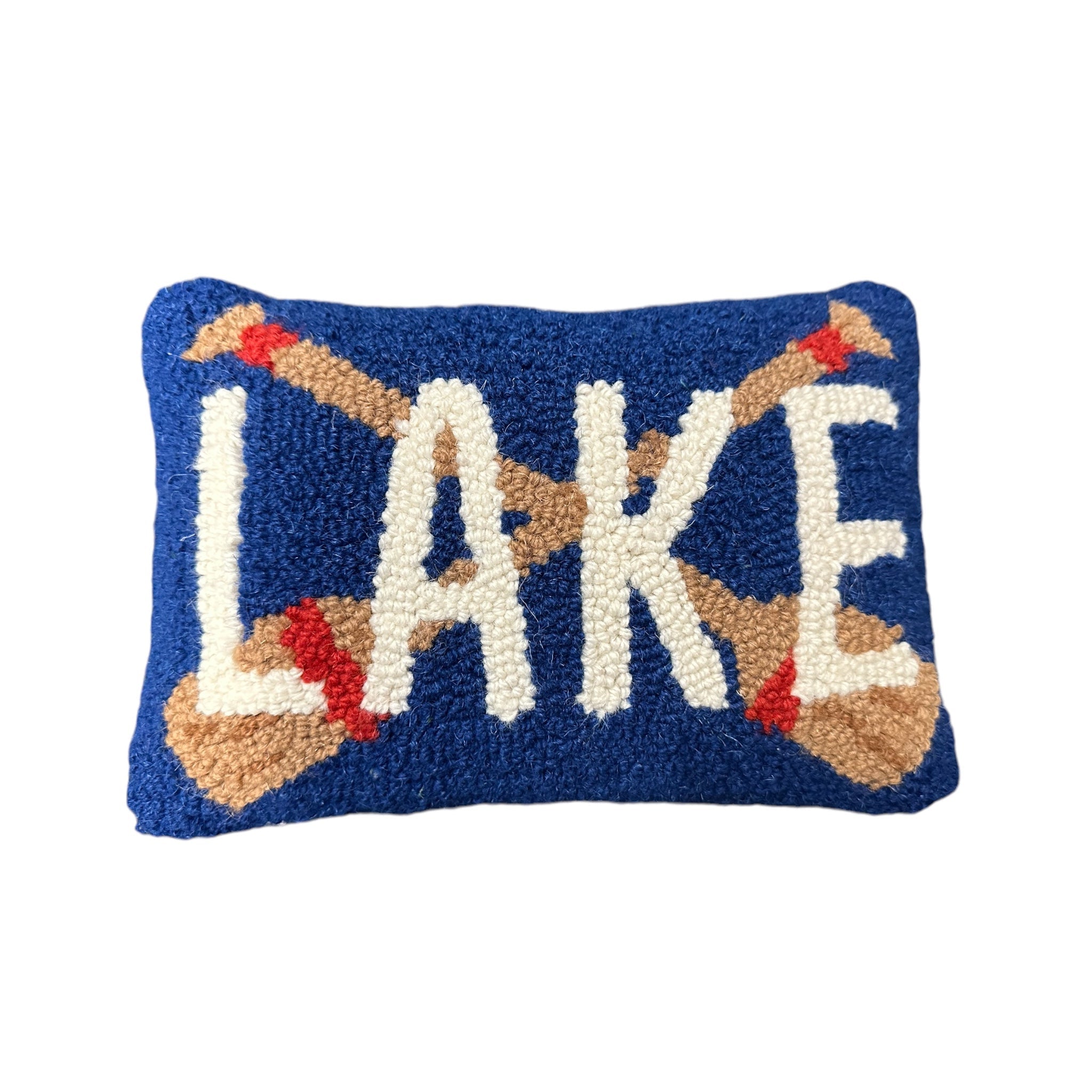 Peking Handicraft Lake Paddle Small Navy Wool Hook Cushion