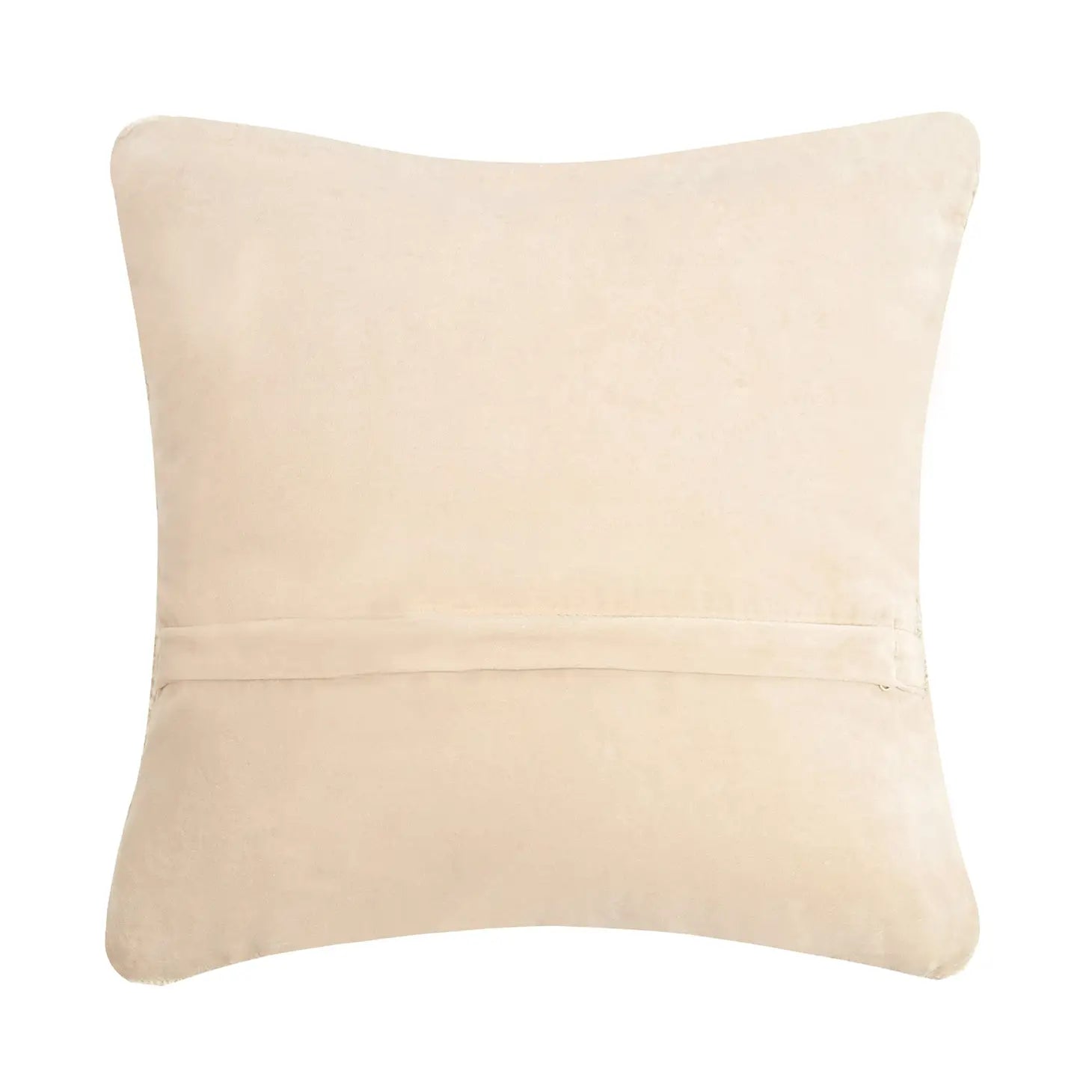 Peking Handicraft Take A Hike Wool Hook Cushion featuring a square beige design with a concealed zipper along one side, displayed on a white background.