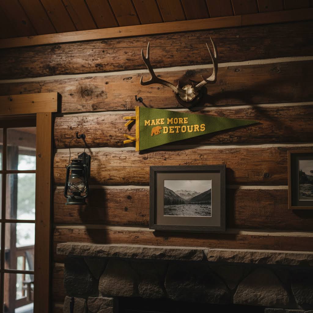 Pine And Bear Pennant - Make More Detours