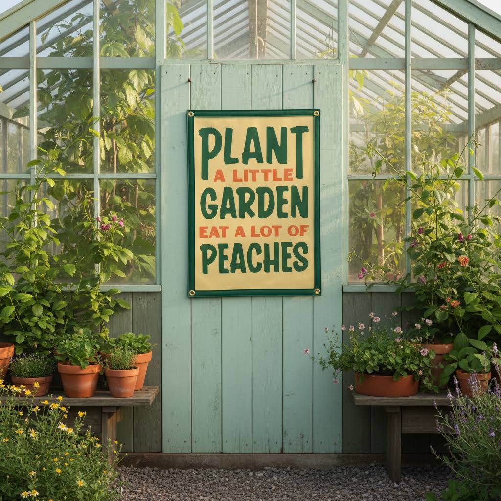 Oxford Pennant x John Prine Plant A Little Garden Eat A lot Of Peaches Camp Banner
