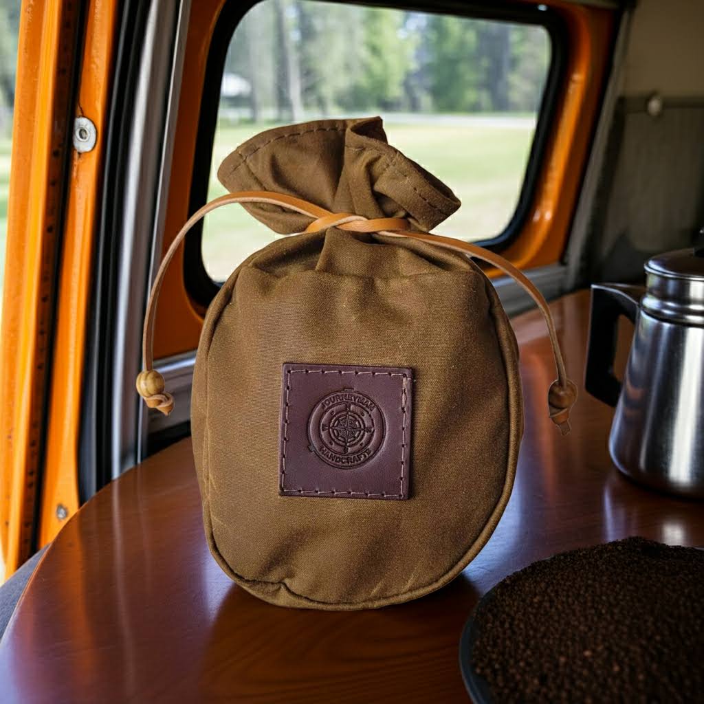 Journeyman Handcraft – Waxed Canvas Coffee Pouch Tan Brown