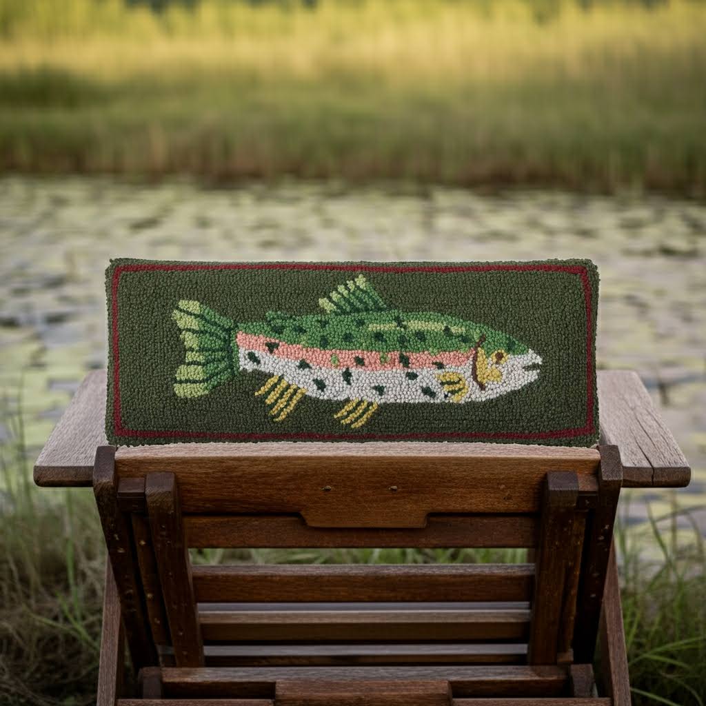 Camp Wandawega Trout Hook Pillow 8X22