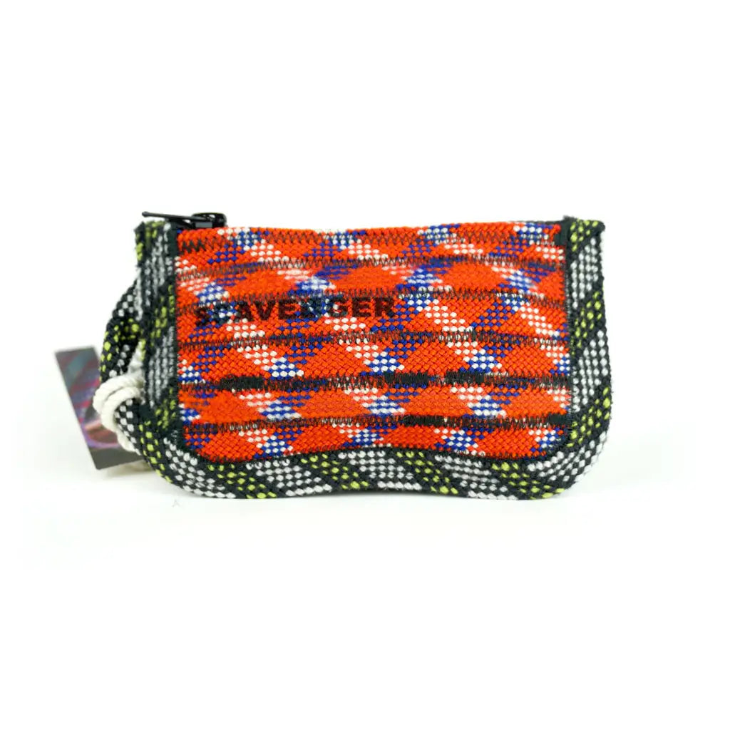 Scavenger "Fire" Zipped Pouch: medium bag with bold red and black geometric design, stylish zippered organizer accessory.