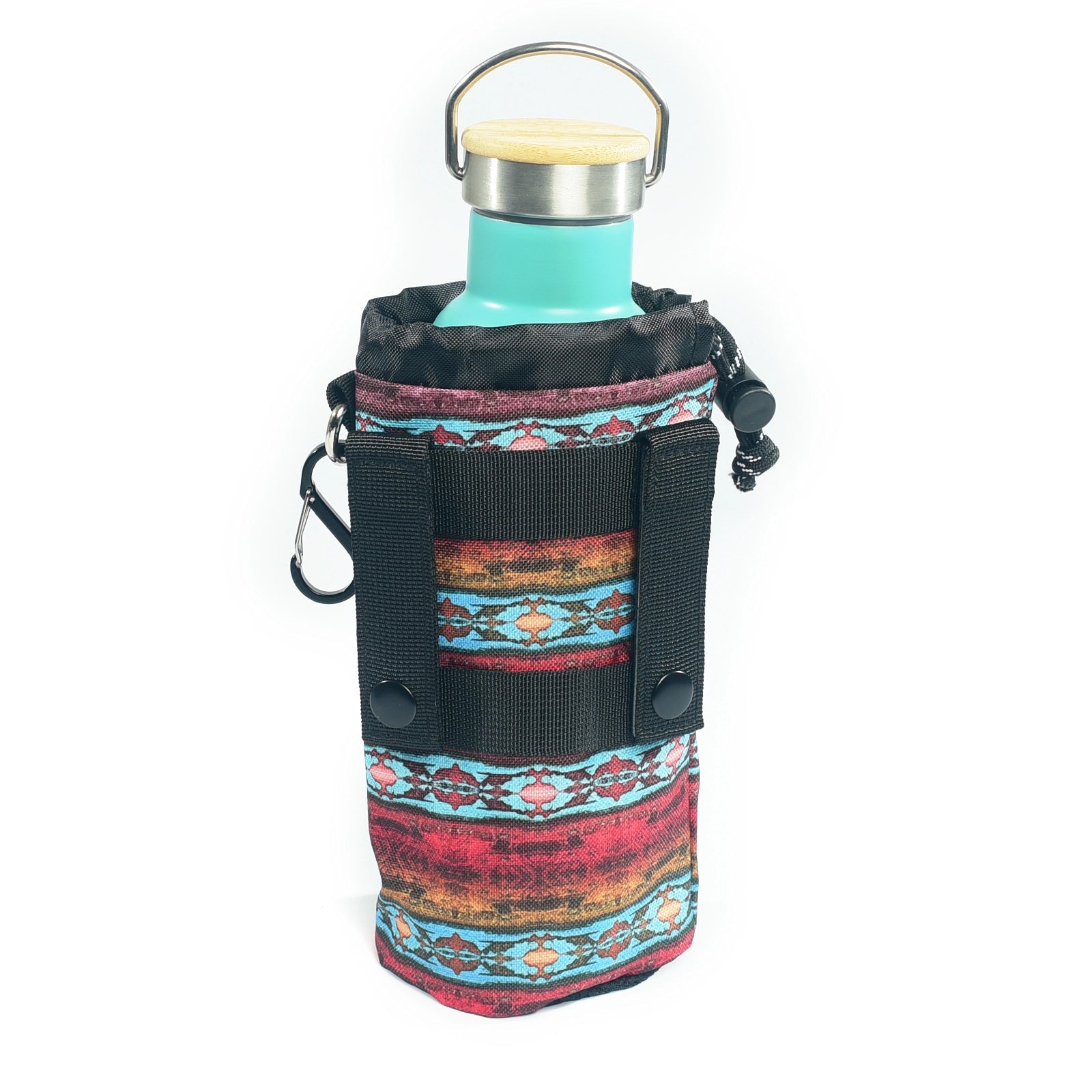 Forager Provisions Sipsey Wilder Canyon Trails 22oz bottle holder with black straps, secure drawstring closure, durable design.