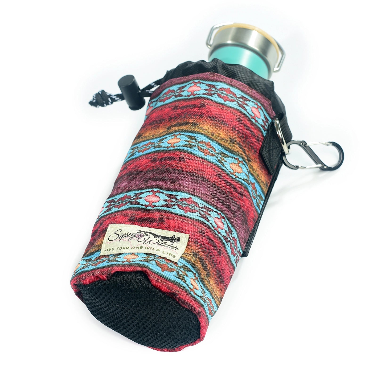 Forager Provisions Sipsey Wilder Canyon Trails 22oz Water Bottle Holder with waist strap & fabric sleeve for hiking or travel.