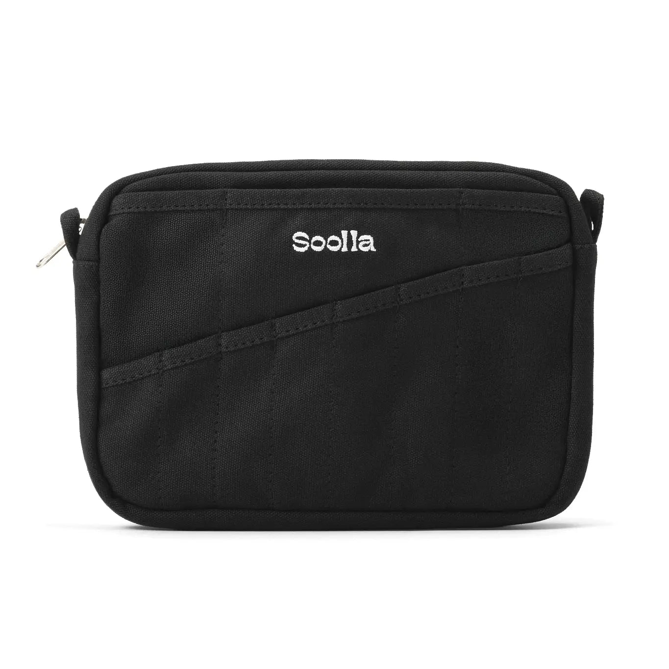 Soolla® Studio Artist Stationery Pouch Blackout, sleek compact black case, minimalist design, white Soolla embroidery logo.