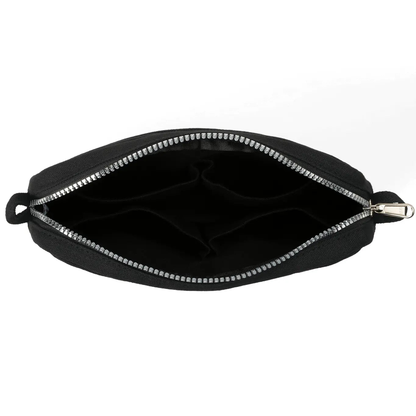 Soolla® Studio Artist Stationery Pouch Blackout: four spacious compartments, minimalist art pencil case, top view display.