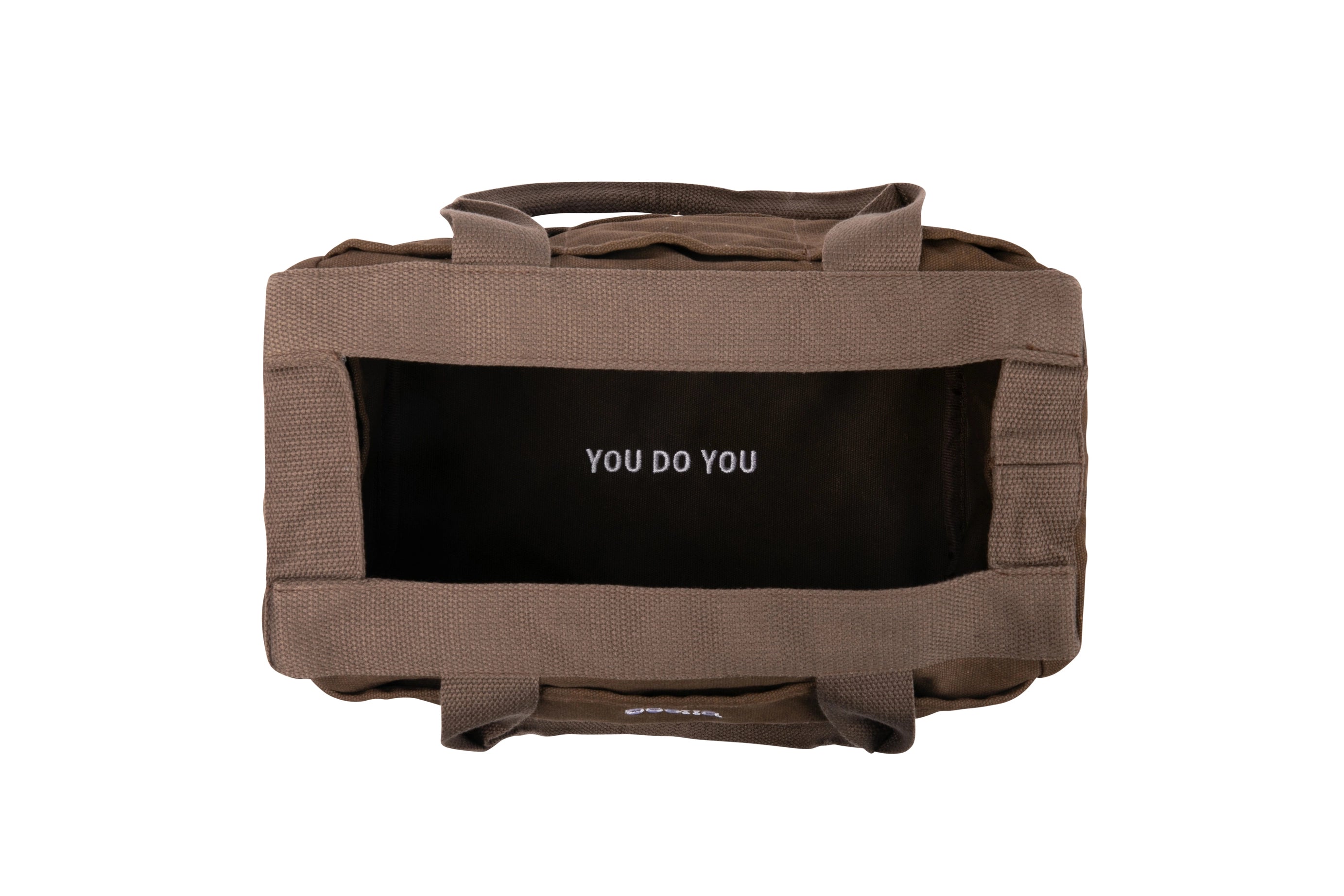 Soolla Studio Pottery Artist Bag in Coffee Bean—durable studio tool bag with YOU DO YOU inside, ideal for artists.