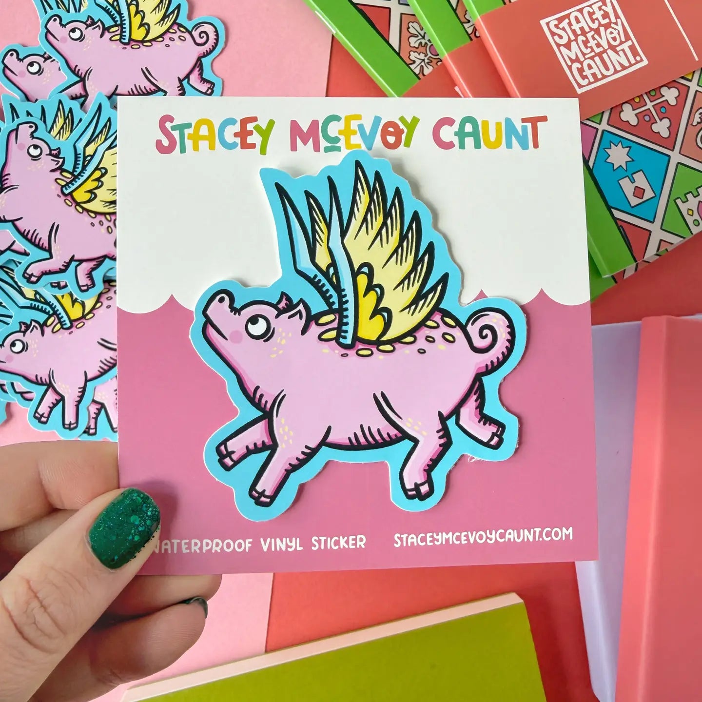 Stacey McEvoy Caunt Medieval Flying Pig Vinyl Sticker
