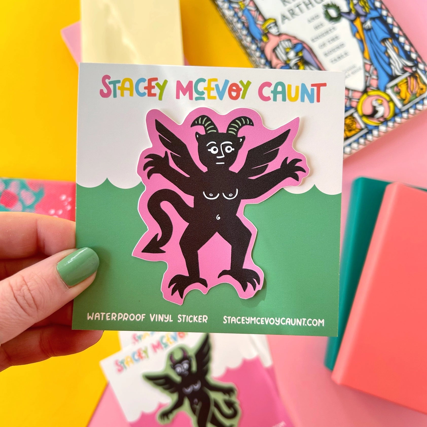 Stacey McEvoy Caunt Medieval Vinyl Sticker - Pink Devil