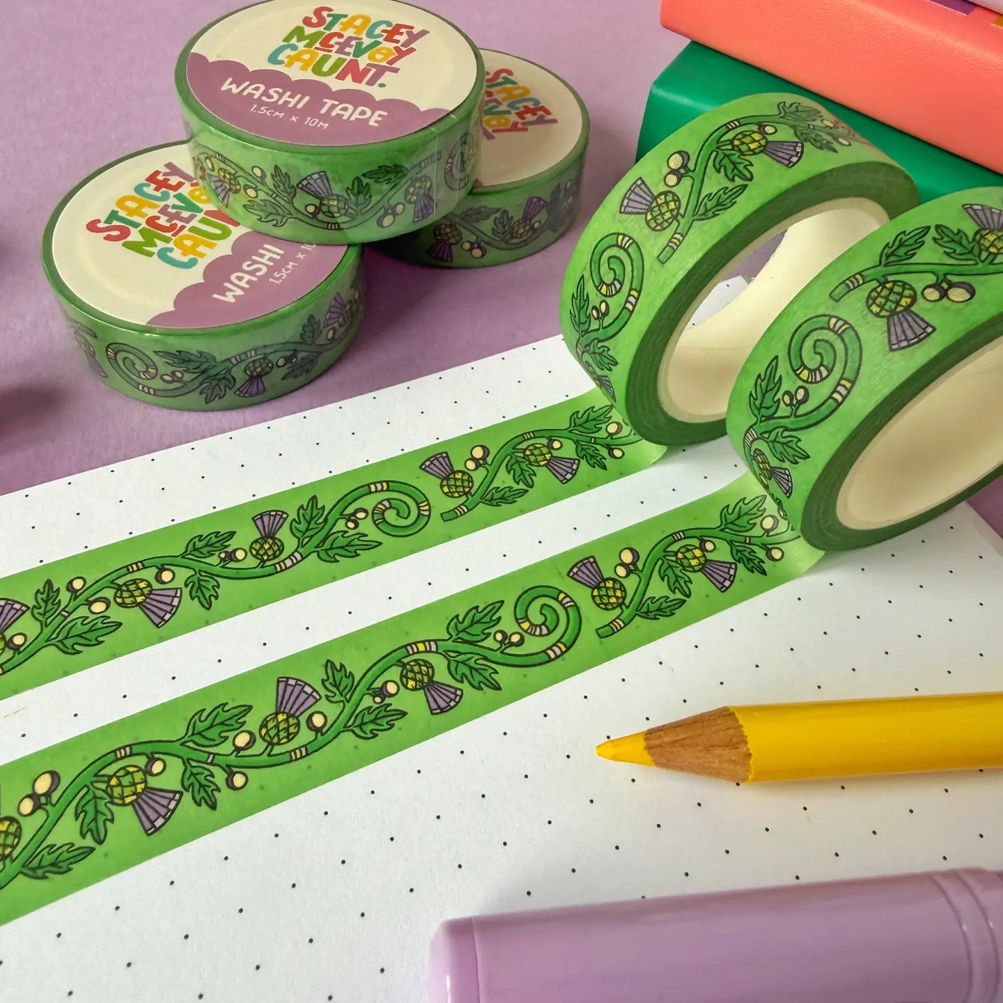 Stacey McEvoy Caunt Washi Decorative Tape - Scottish Thistle Pattern
