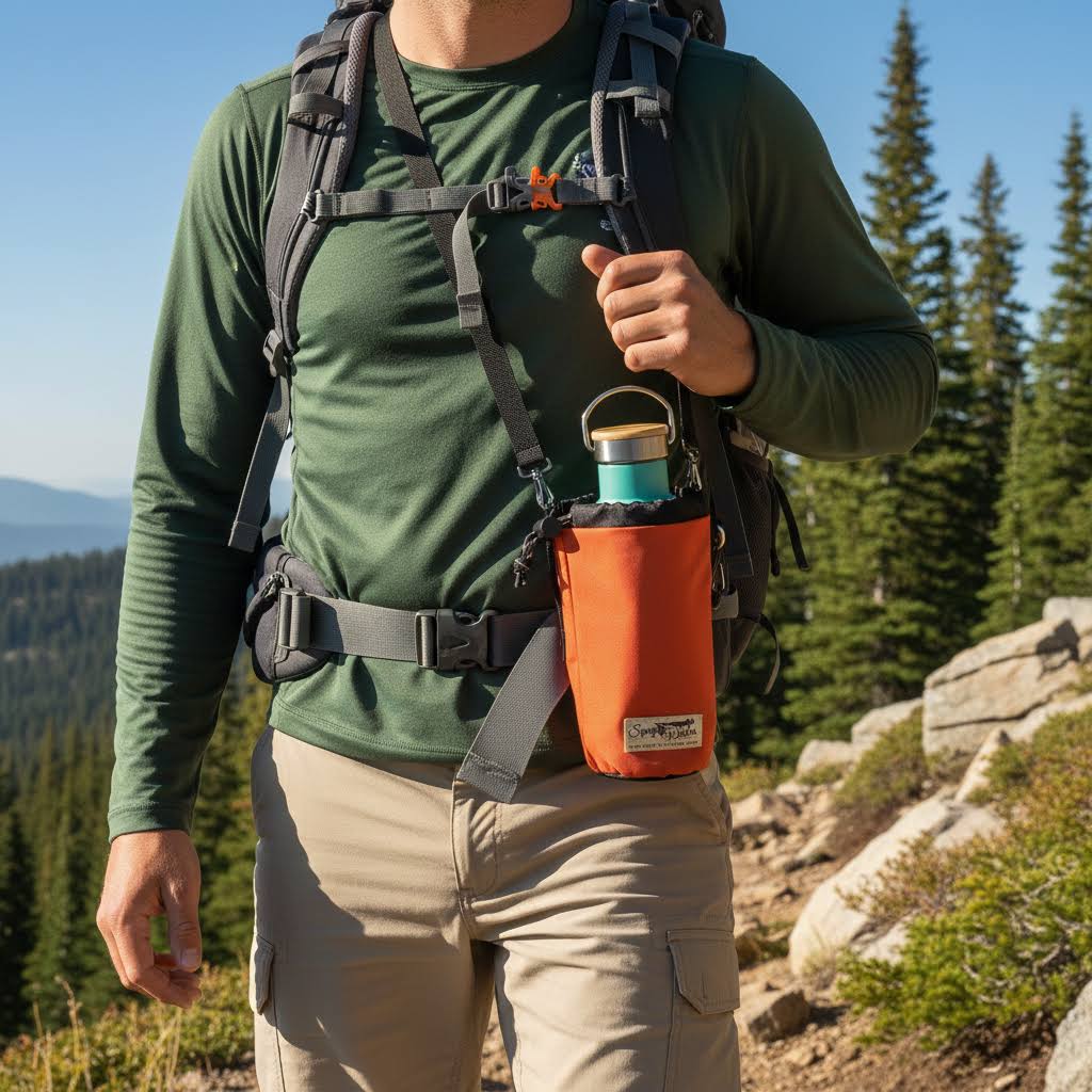 Sipsey Wilder Campfire Orange 22oz Water Bottle Holder With Waist Strap
