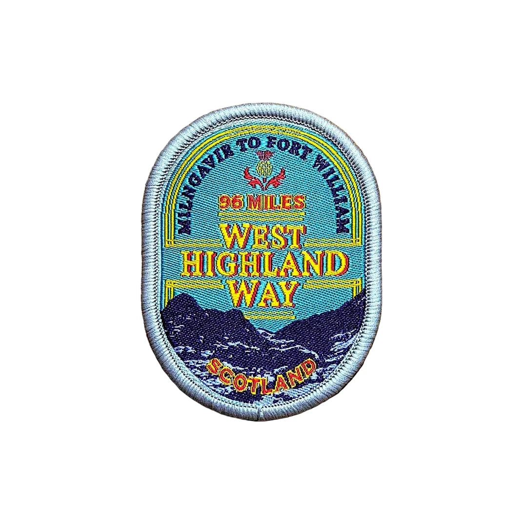 Adventure Patch Company’s West Highland Way patch—96-mile Scotland trail badge, Milngavie to Fort William, perfect hiking souvenir.