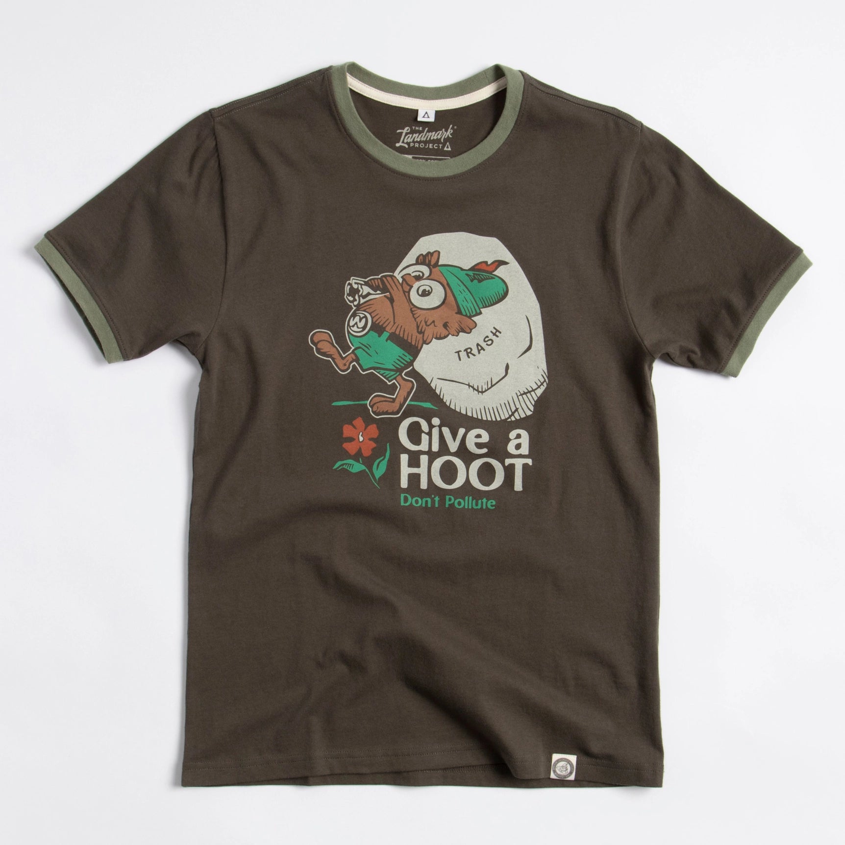The Landmark Project Give A Hoot, Don't Pollute Unisex Short Sleeve Ringer Tee