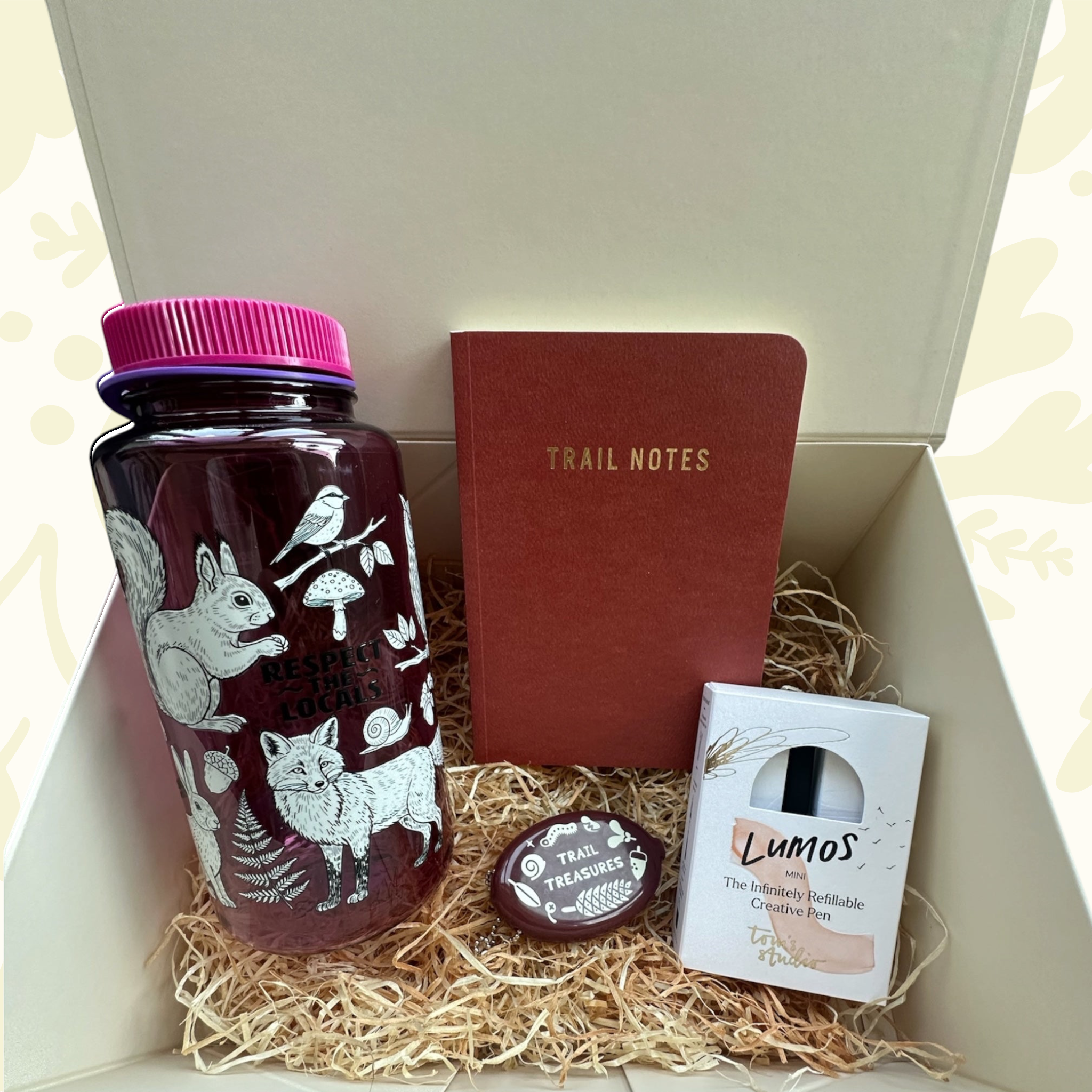 Forager Provisions Trail Companion Set: bottle, notebook, tin and pen—ideal hiking gift for outdoor lovers and adventurers.