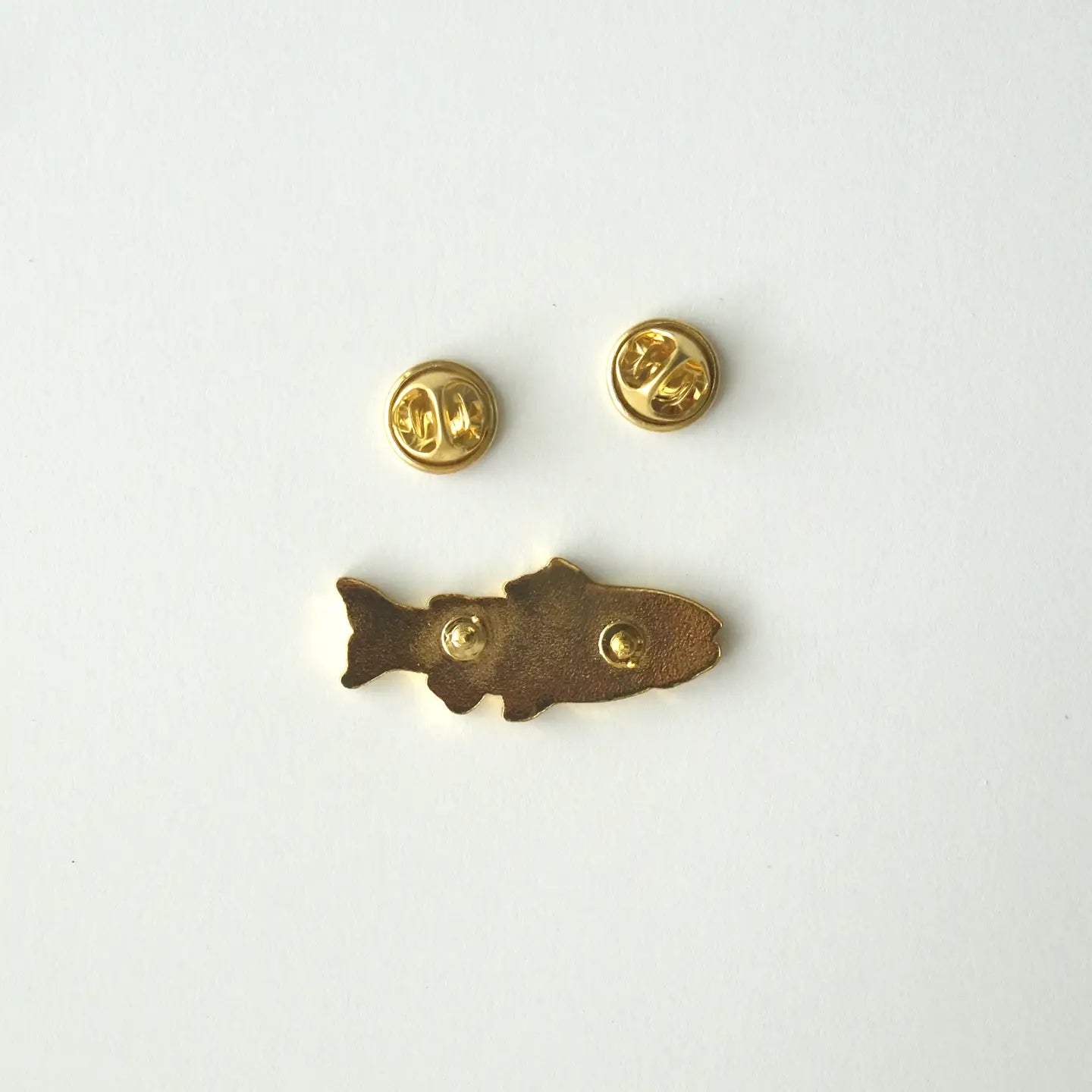 Union Made Rainbow Trout Enamel Pin with 2 pin backs, vibrant colors, displayed on a simple white background for clarity.