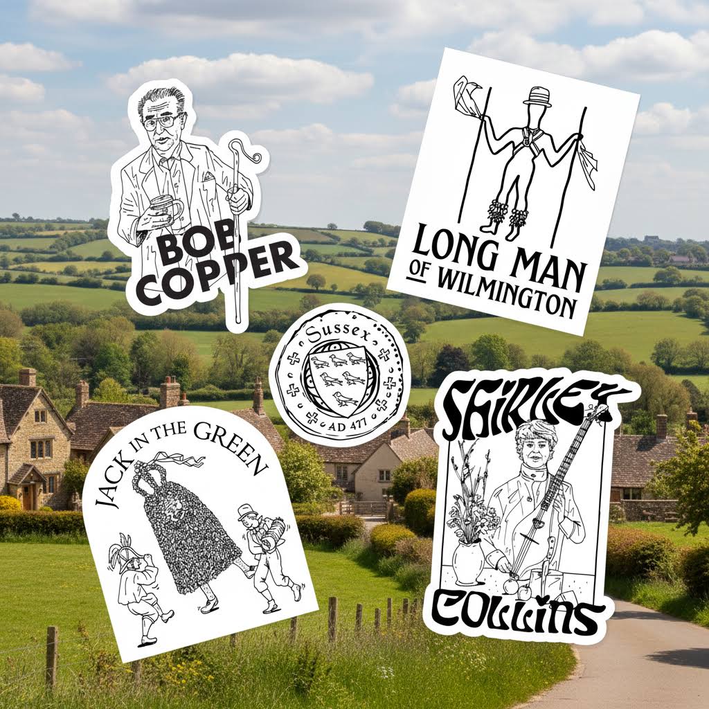 Weird Walk 5 Sticker Pack Counties Of England - Sussex