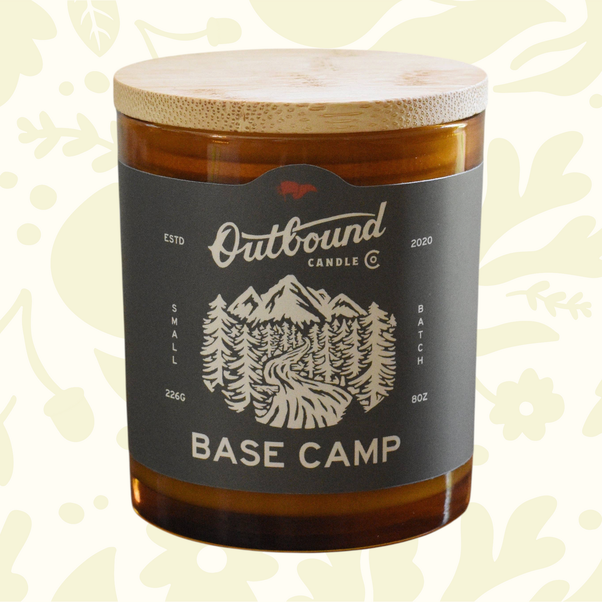 Forager Provisions LTD Outbound Candle Co Base Camp soy candle in amber glass jar with a bamboo lid