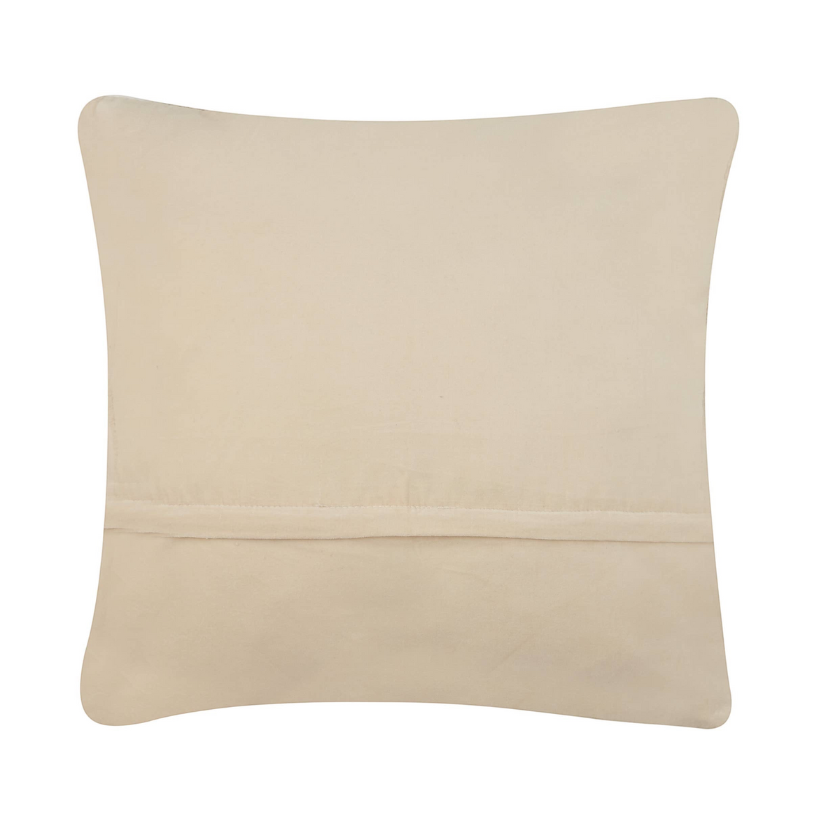 Forager Provisions LTD 18x18 inch throw pillow with a solid beige polyester velvet backing and zipper closure