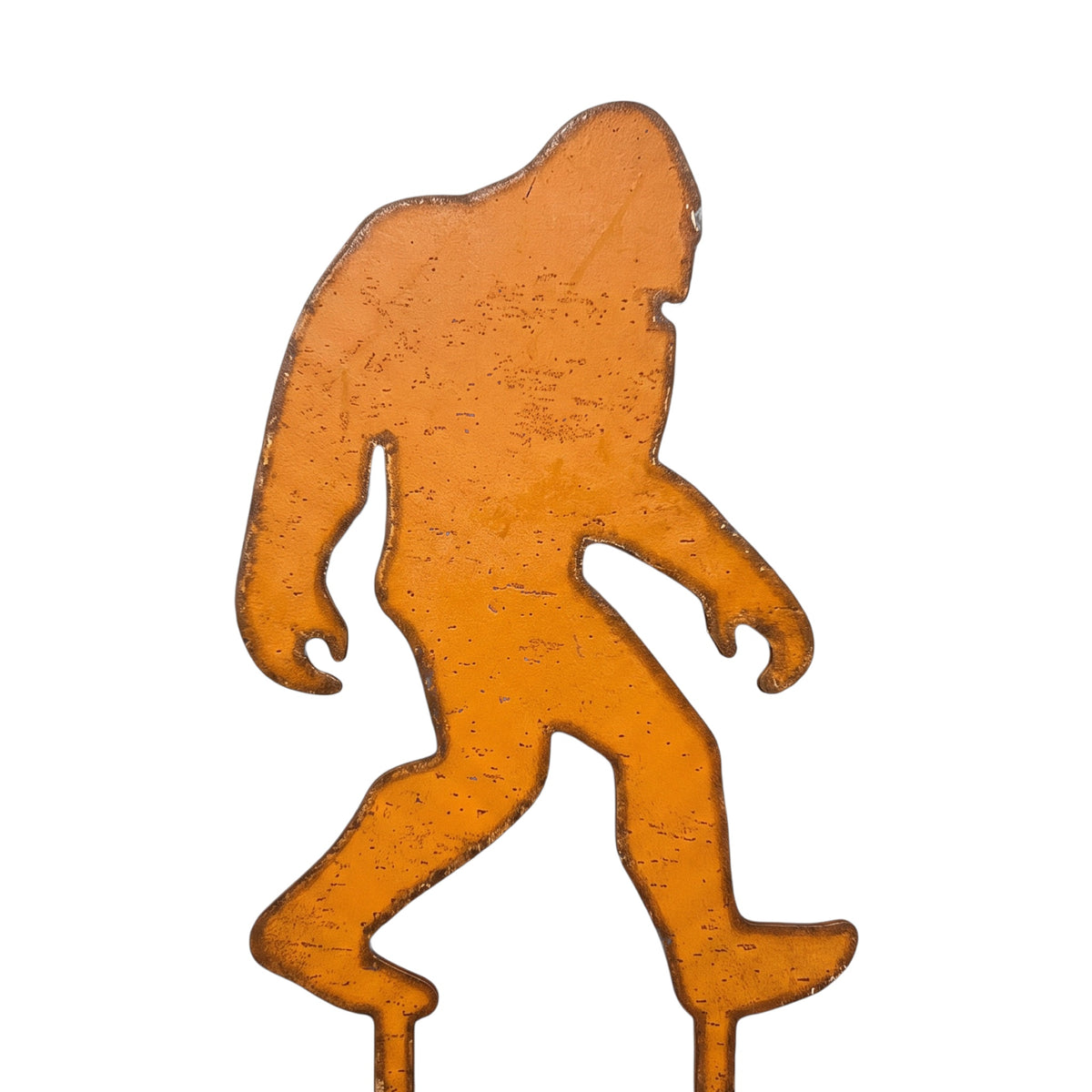 Forager Provisions LTD iron Bigfoot garden stake with a rustic orange finish for outdoor planter decoration