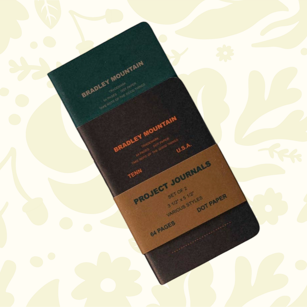 Forager Provisions LTD Bradley Mountain pocket-sized dot grid project journals in a 2-pack with vintage-style covers.