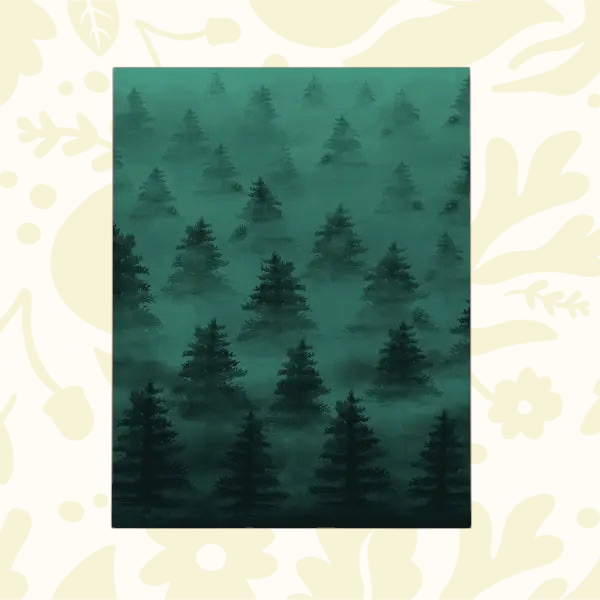 Forager Provisions LTD Denik Silence of Nature medium layflat journal with a misty green forest cover design