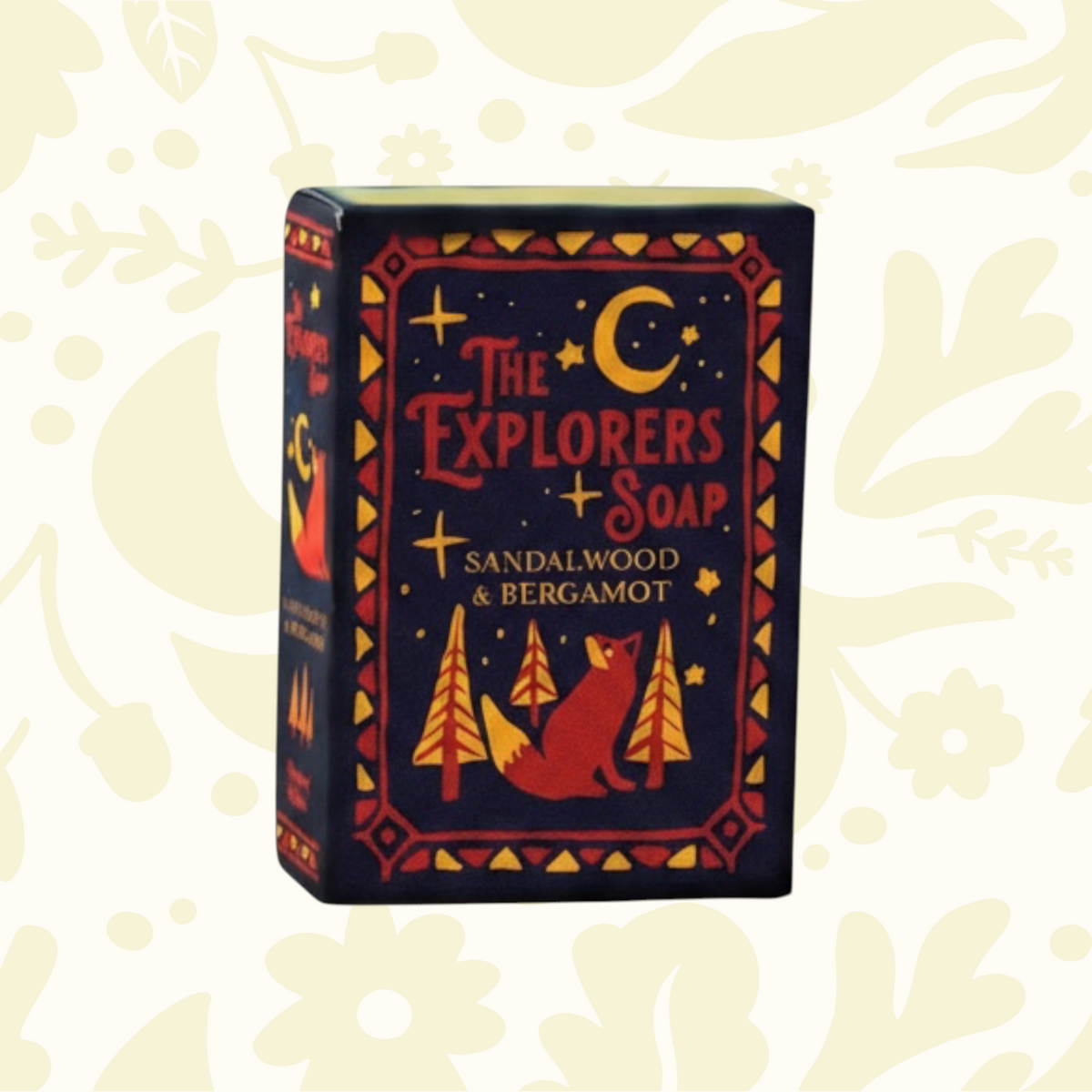 Forager Provisions LTD Growing Wilder The Explorers Soap bar with illustrated fox and forest design in dark packaging.