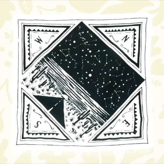 Forager Provisions LTD Bandits Bandanas Freedom Is organic cotton bandana with black and white desert constellation art