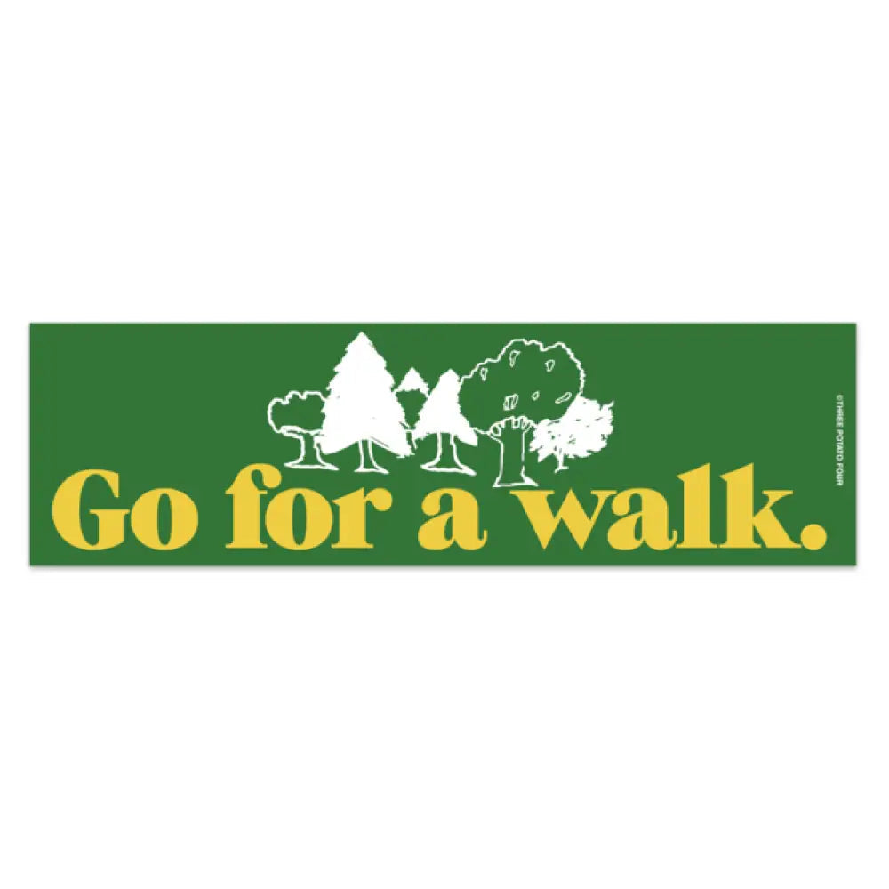 Forager Provisions LTD Three Potato Four Go For A Walk rectangular green magnet with white forest graphic