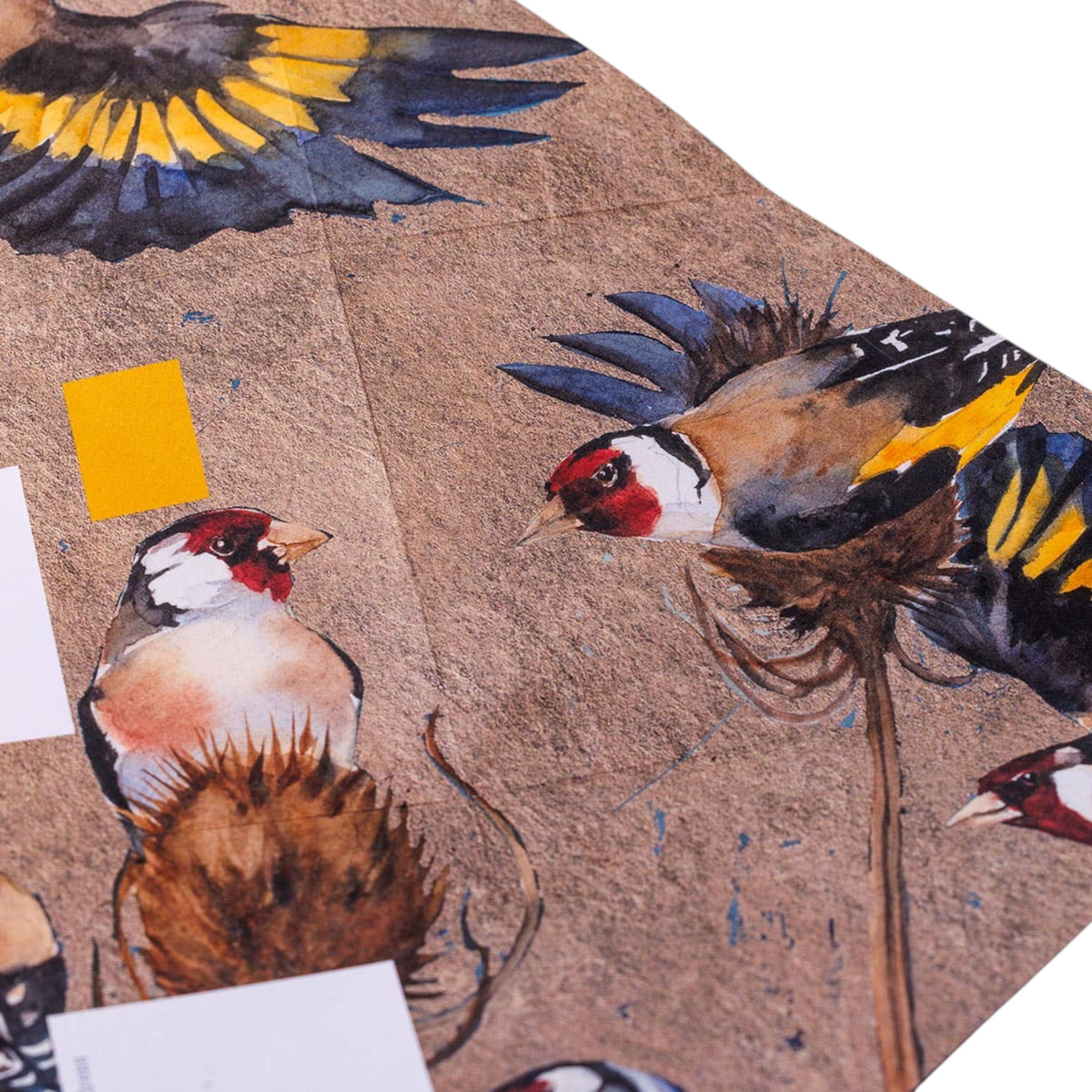 Forager Provisions LTD Pigeonposted folding letter set featuring detailed watercolor illustrations of goldfinch birds.