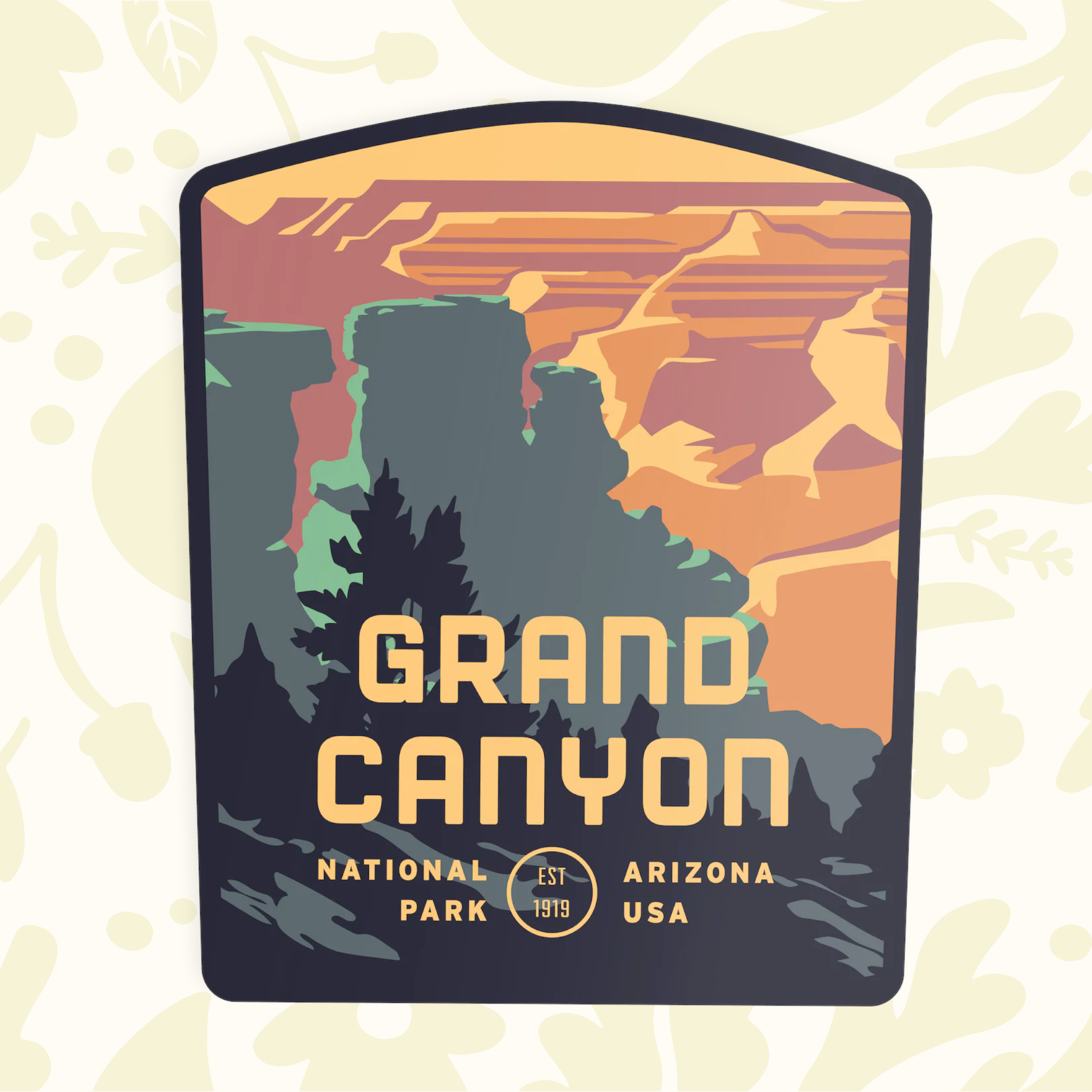 Forager Provisions LTD Grand Canyon South Rim vinyl sticker featuring a retro landscape illustration of the canyon.