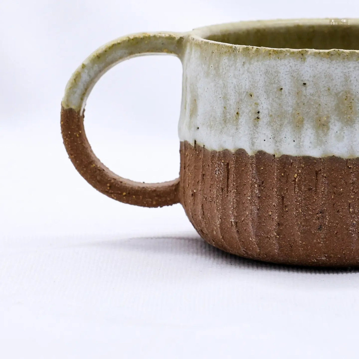Forager Provisions LTD Ribera Bianca Arte handmade stoneware mug with a textured terra and white glazed finish.