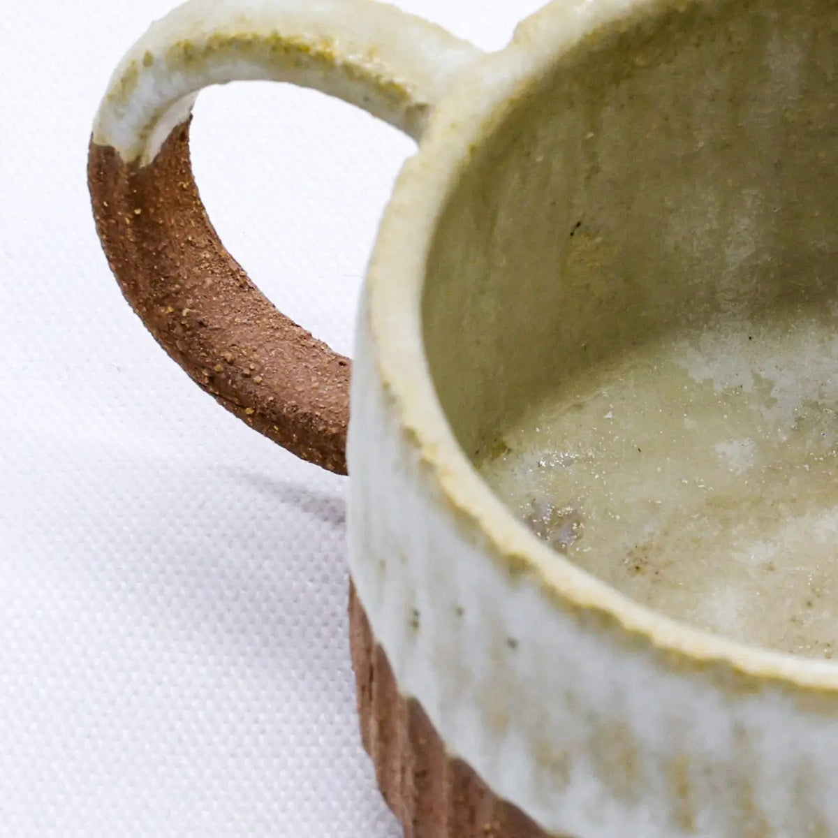 Forager Provisions LTD Ribera Bianca Arte handmade stoneware mug with a textured terra and white glazed finish