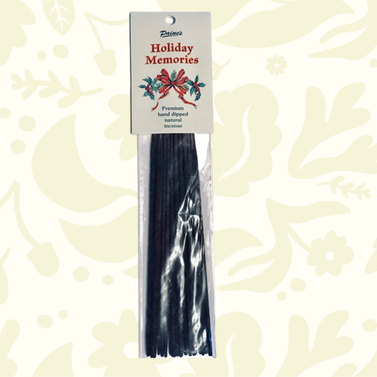 Forager Provisions LTD Paine Products Holiday Memories hand-dipped incense sticks in clear packaging with festive label