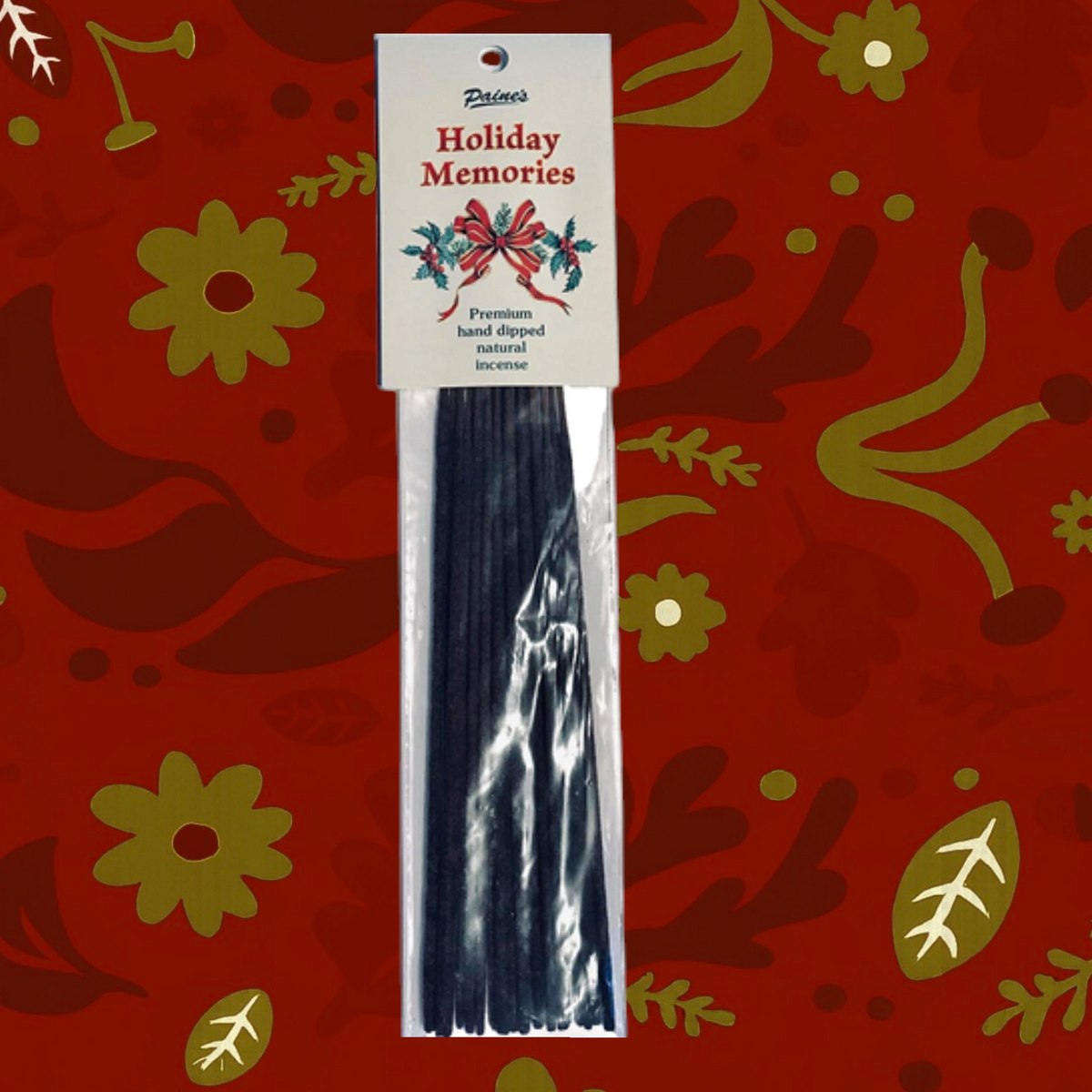 Forager Provisions LTD Paine Products Holiday Memories incense sticks in clear packaging against a festive background