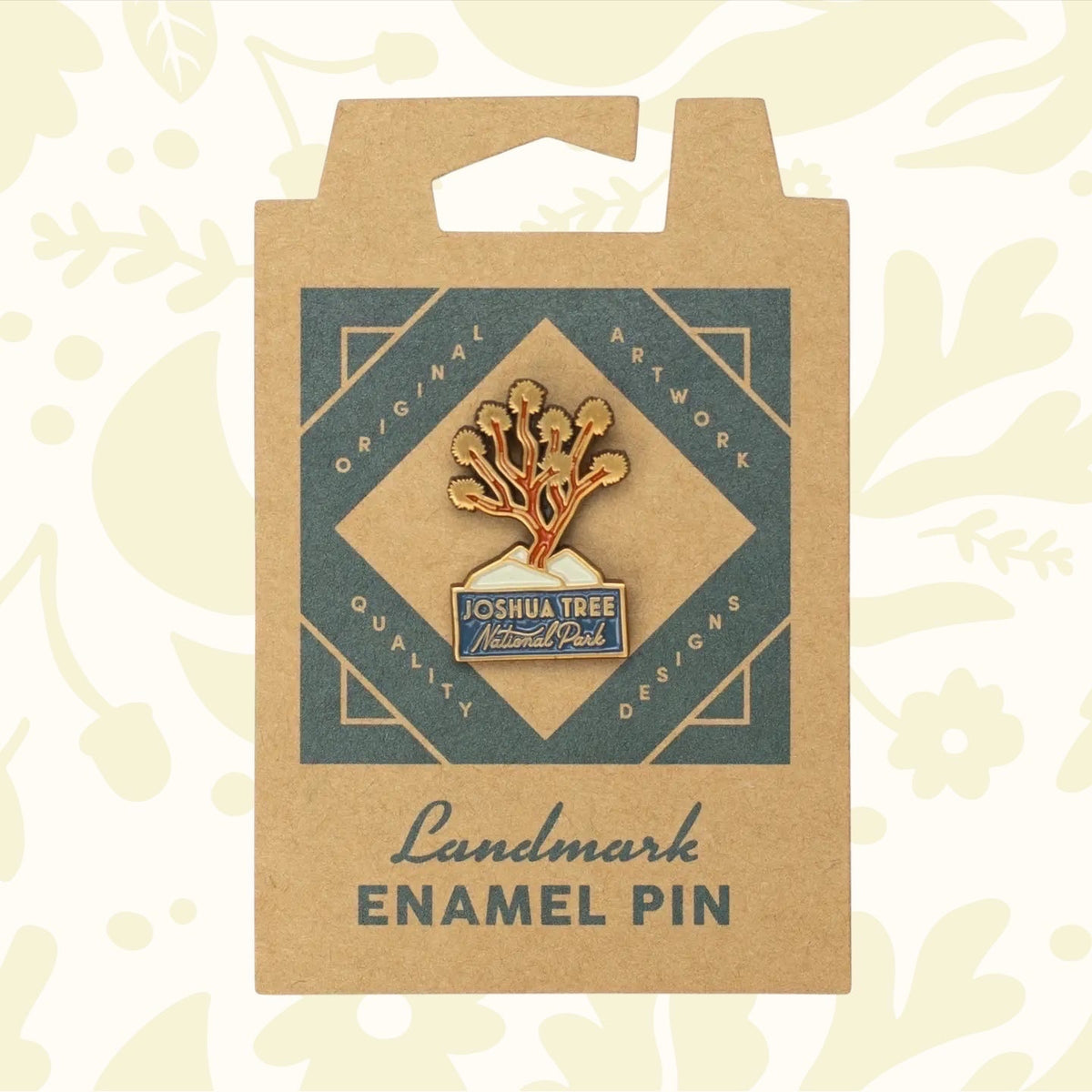 Forager Provisions LTD The Landmark Project Joshua Tree enamel pin featuring a desert tree design on branded card backing.