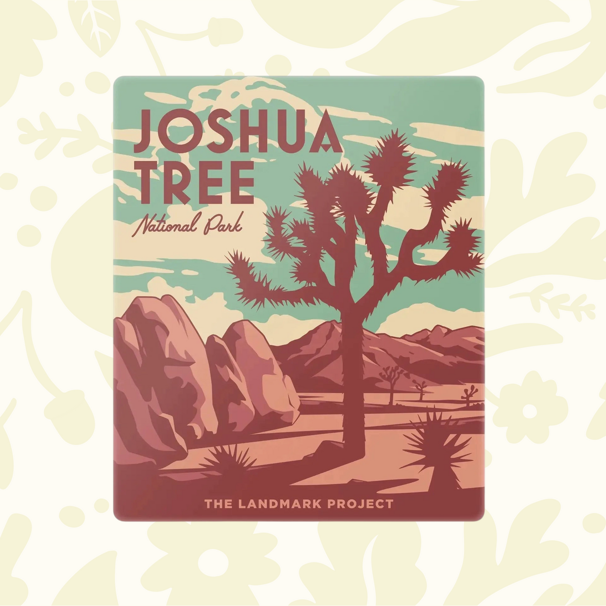 Forager Provisions LTD Joshua Tree National Park magnet featuring a vintage-style desert landscape illustration.