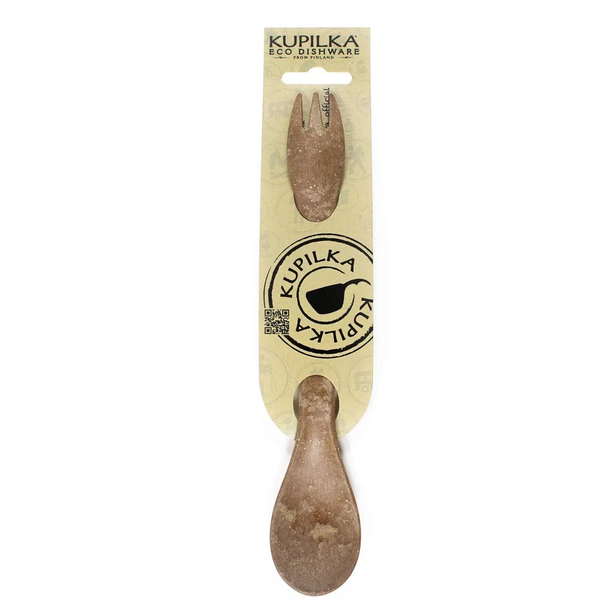 Forager Provisions LTD Kupilka 225 long brown spork made from natural fibre composite on branded cardboard packaging