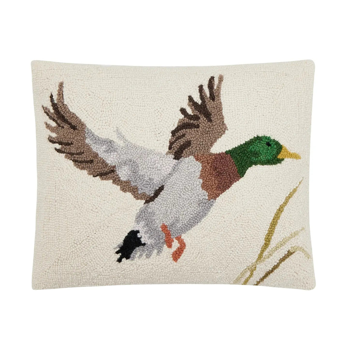 Forager Provisions LTD Camp Wandawega mallard duck hook pillow with textured embroidery on a cream background.