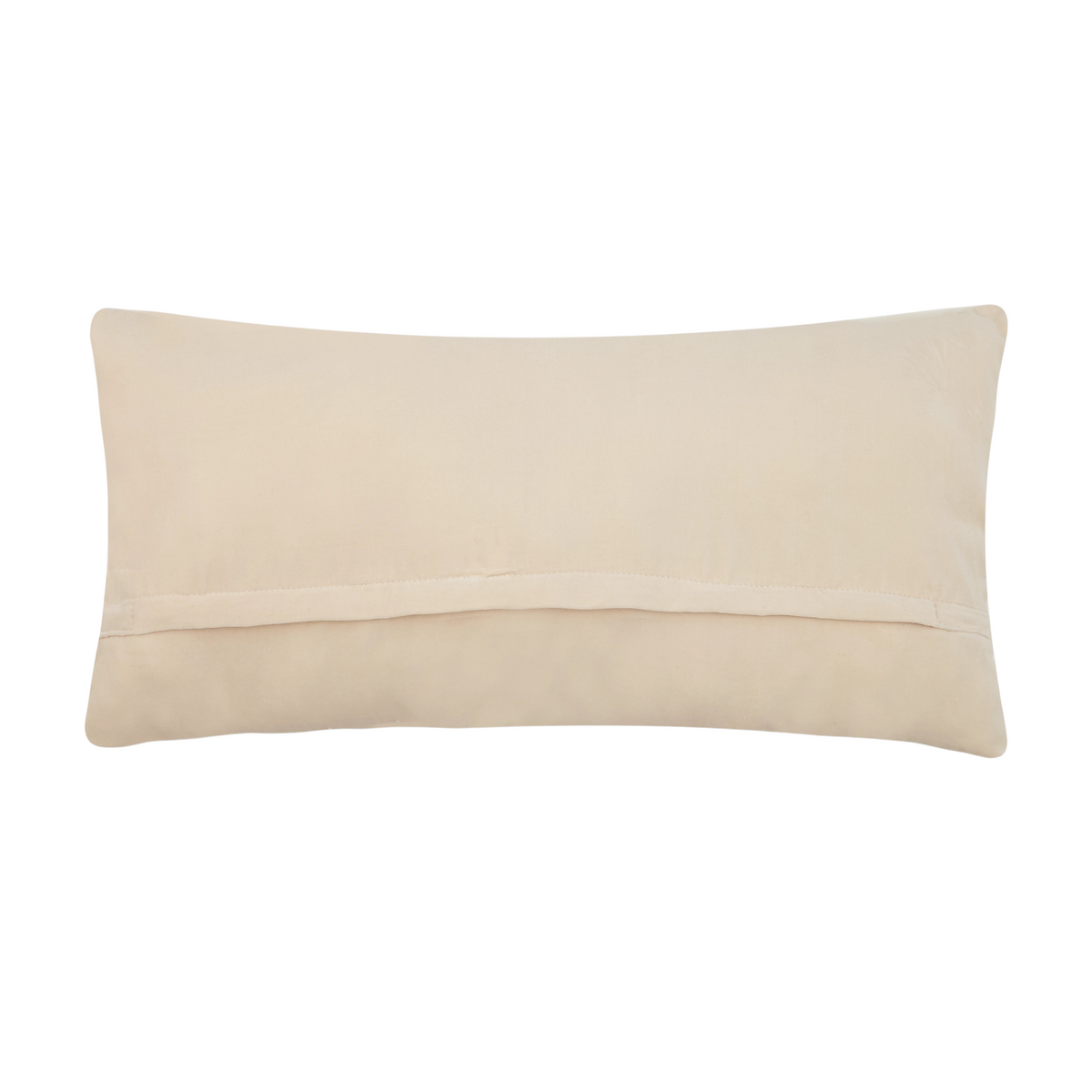 Peking Handicraft CAMP Marshmallow beige wool hook cushion 18x9″, visible seam, displayed on white background, stylish decor.