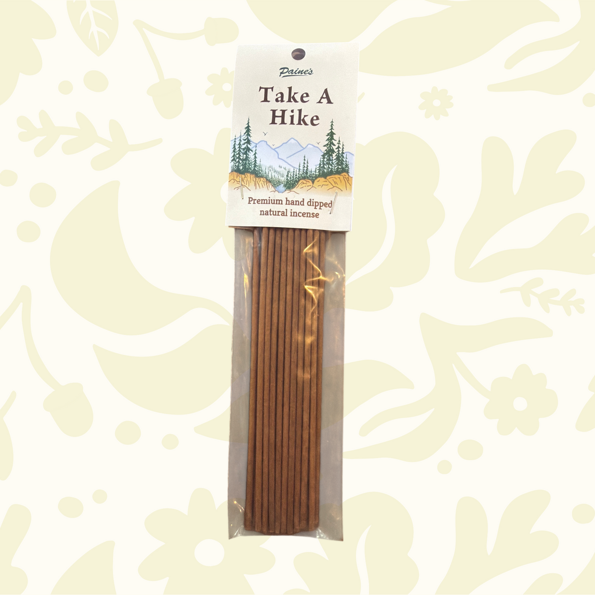 Forager Provisions LTD PAINE'S Take A Hike incense sticks in clear packaging with a forest-themed label