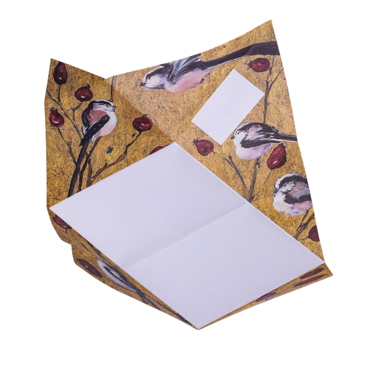 Forager Provisions LTD Pigeonposted Golden Flight folding letter stationery with bird and berry illustration
